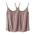 thumbnail image 2 of Puntoco Tops de cuello cuadrado para mujer, moda de verano para el tiempo libre, color sólido, capa interior con cojín en el pecho y tirantes, top de cuello redondo, 2 of 4