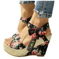 thumbnail image 3 of ClodeEU Women'S Ladies Platform Wedges Heel Sandals Floral Flower Lace-Up Shoes Footwear, 3 of 6