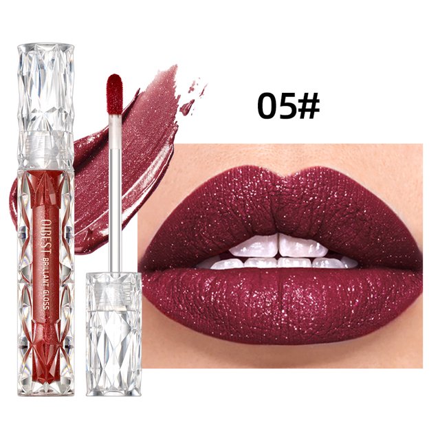 QIBEST-pintalabios líquido de diamante, hidratante, duradero, púrpura, brillante, resistente al agua, brillo mate, maquillaje coreano