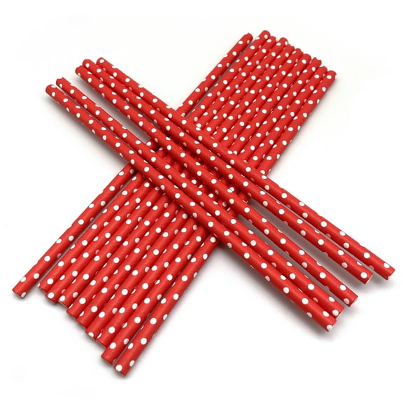 Jacent Stylish Biodegradable Paper Straws (24 count per package, red)
