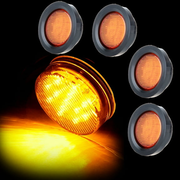 ECCPP QTY(4) Amber 2.5" Round Clearance Marker Led Round Side Marker Light Flush Mount Truck Trailer