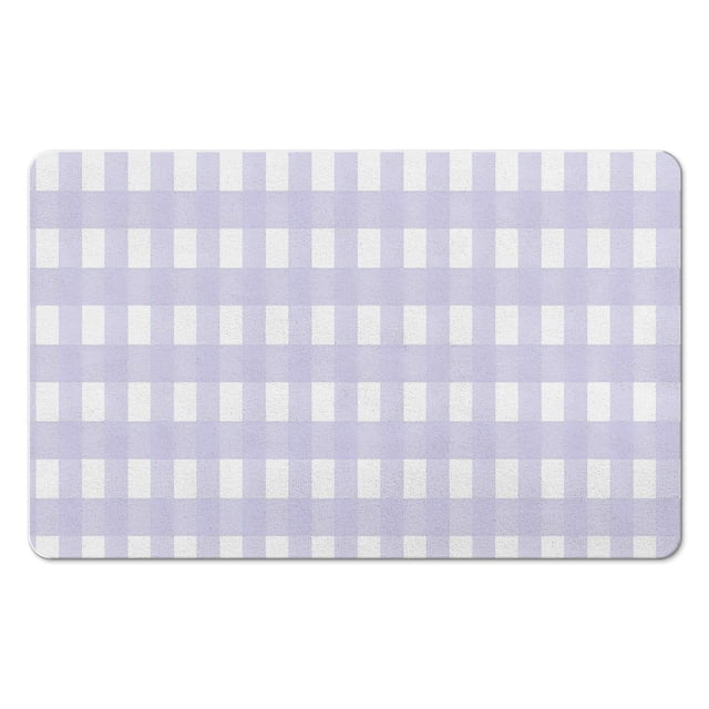 Machine-Washable Checkered Bath Mat - Long Bathroom Runner Rug, 20x32 inches, Non-Slip, Soft Microfiber, Water-Absorbent.
