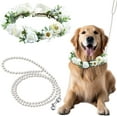 thumbnail image 2 of Dog Flower Collar Wedding And Traction Rope Set Pearl Suitable For Dog Pearl Beads Dog Traction Rope Dog Collar Wedding Adjustable Suitable For Medium Sized Dog Flow, 2 of 6