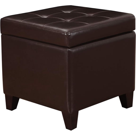Bonded Leather Square Tufted Footstool, Storage Ottomans
