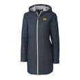 thumbnail image 2 of Women's Cutter & Buck Heather Navy Michigan Wolverines Rainier Primaloft Eco Hooded Long Coat, 2 of 3