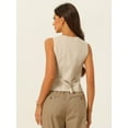 thumbnail image 3 of Unique Bargains Women's Waistcoat Sleeveless Button Down V Neck Crop Top Summer Vest XS Khaki, 3 of 6