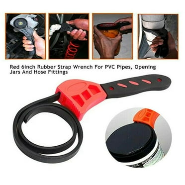 Adjustable 6in Rubber Strap Wrench Spanner Oil Filter Repair Bottle Opener Tool