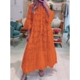 thumbnail image 5 of Women'S 2025 Lace Eyelet Embroidery Maxi Dress V-Neck Trumpet Sleeve Boho Flowy Swing Dress Orange Color XL, 5 of 7