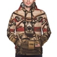 thumbnail image 4 of KLL Patriotic Deer Soldier Salute Print Mens Hoodie Long Sleeve Casual Pullover Hooded Sweatshirt Fashion Drawstring Hoodies with Pocket-3X-Large, 4 of 6