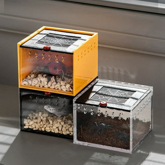 Spider Enclosure Small Insect Breeding Box Prevent Escape Reptile Terrarium Feeding Cage A