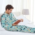 thumbnail image 6 of Fuzoiu Sea Life Print Men's Long-Sleeved Pajama,Lounge Button Down Nightwear,Mens Notch Collar Pajama Set -X-Large, 6 of 7