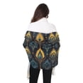 thumbnail image 4 of FORMRS Womens Scarf Winter Soft Long Big Warm Shawls Wrap Tassel Scarves, Navy Blue Art Pattern, 4 of 9