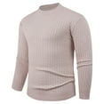 thumbnail image 2 of Bpmpbo Men's Stretch Warm Knit Sweater Solid Color Crewneck Pullover Soft Comfortable Long Sleeve Top for Everyday, 2 of 5