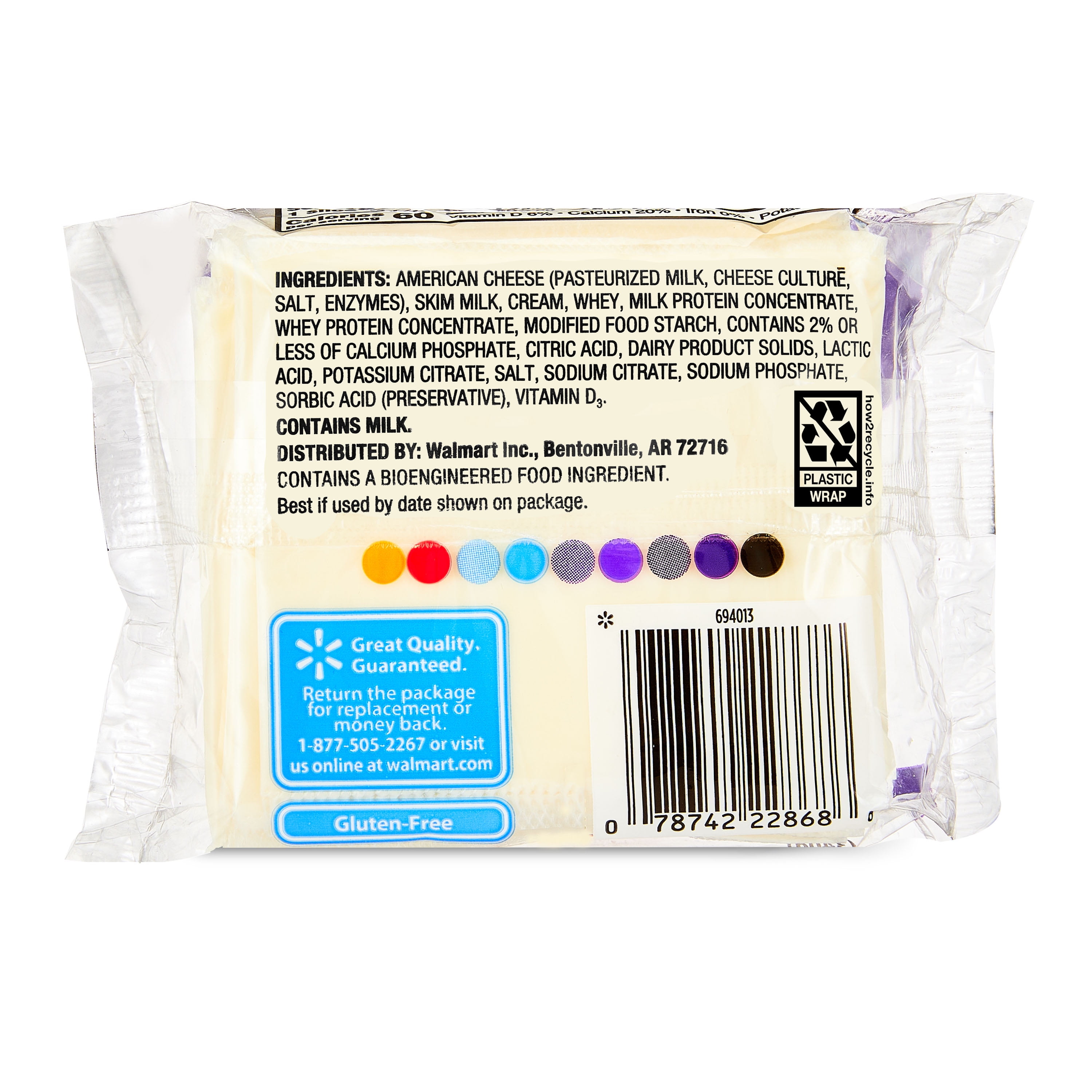 Great Value Individually Plastic Wrapped Singles White American Cheese Product, 12 oz, 16 Slices