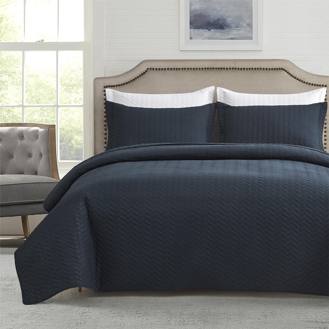 Juego de Edredón Maple & Stone para Cama Individual/Individual XL Ligero en Azul Marino, 2 Piezas