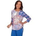thumbnail image 3 of Alfred Dunner Womens Geometric Floral Tie Ruched Top, 3 of 4
