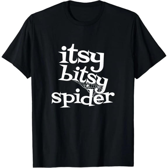 Nursery Rhyme - Themed Graphic Tee, Tops Has "Itsy Bitsy Spider" & Web Design, Round Neck Regular Fit T - shirts, Size(S - 5XL)