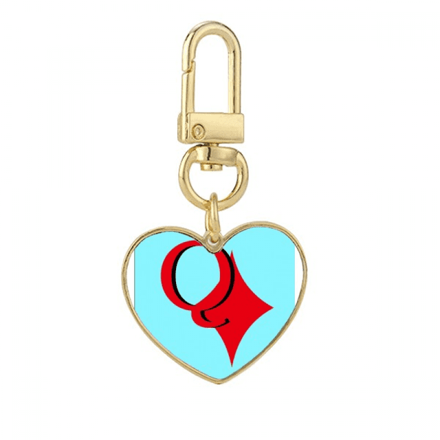 fortune queen q póker Llavero de metal en forma de corazón dorado
