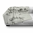 thumbnail image 3 of Travel Soft Flannel Fleece Blanket, Silhouettes of Different Popular Cities in World Paris Sidney Berlin London Print, Cozy Plush for Indoor and Outdoor Use, 70" x 90", Cream Black, by Ambesonne, 3 of 6