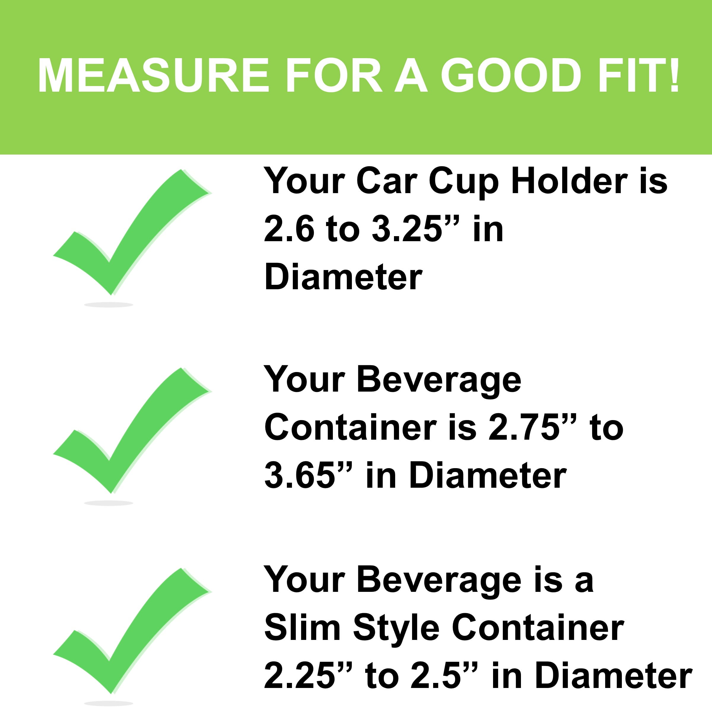 (2 pack) Gadjit Cup Keeper PLUS Car Cup Holder Adapter Expander with Storage, Black Durable Plastic