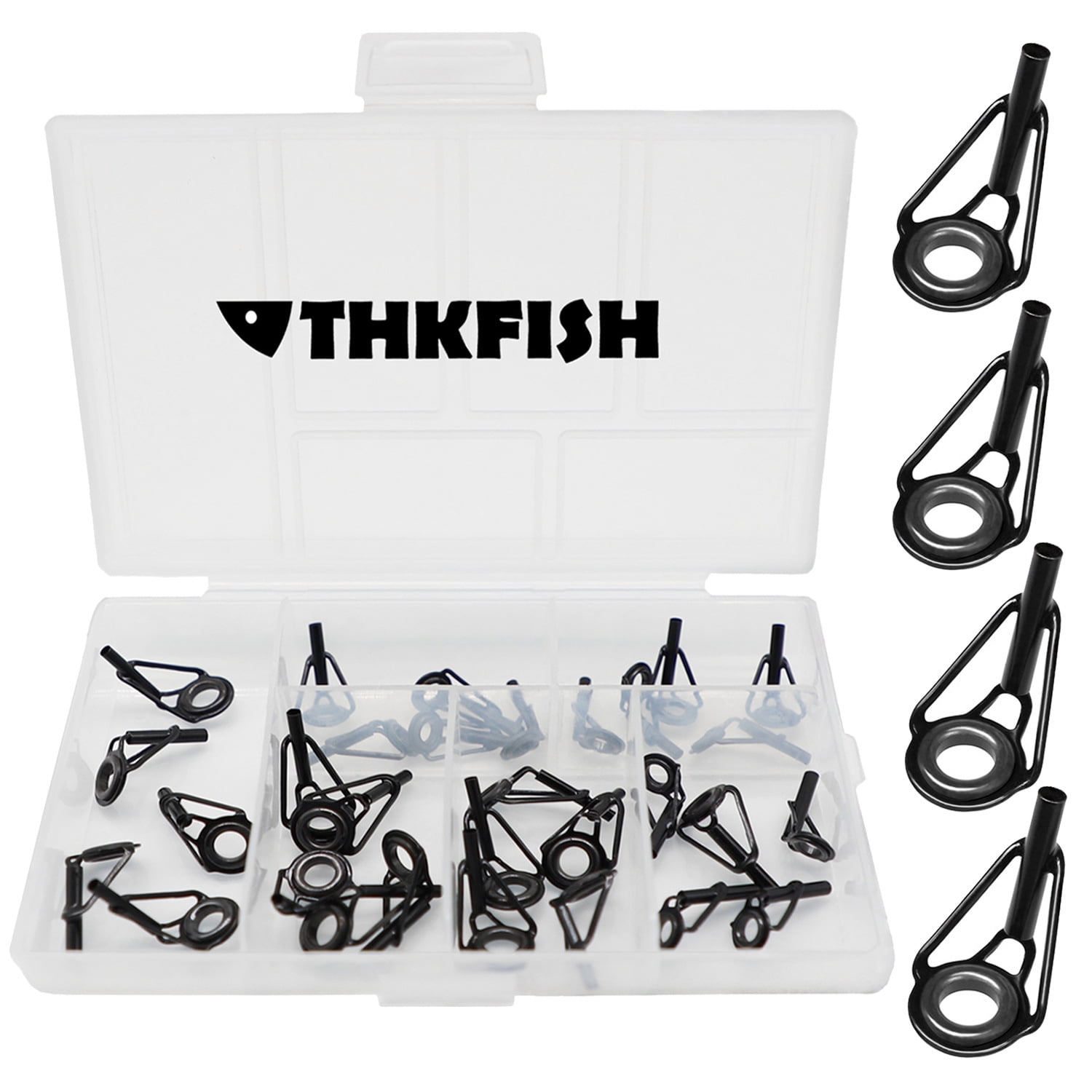 THKFISH Rod Repair Kit Rod Tip Repair Kit Ceramics Tips Stainless Steel  Carbon Spinning Rod Guides Fishing Rod Repair Kit 35pcs / 75pcs