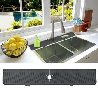 2pcs Kitchen Sink Mats, TSV Rubber Sink Mat, Kitchen Sink Grid Protector,  Non-Slip Drain Pad Protector with Cuttable Center Drain, Collapsible Sink  Grates for Kitchen Sink, Grey, 12x10inch 