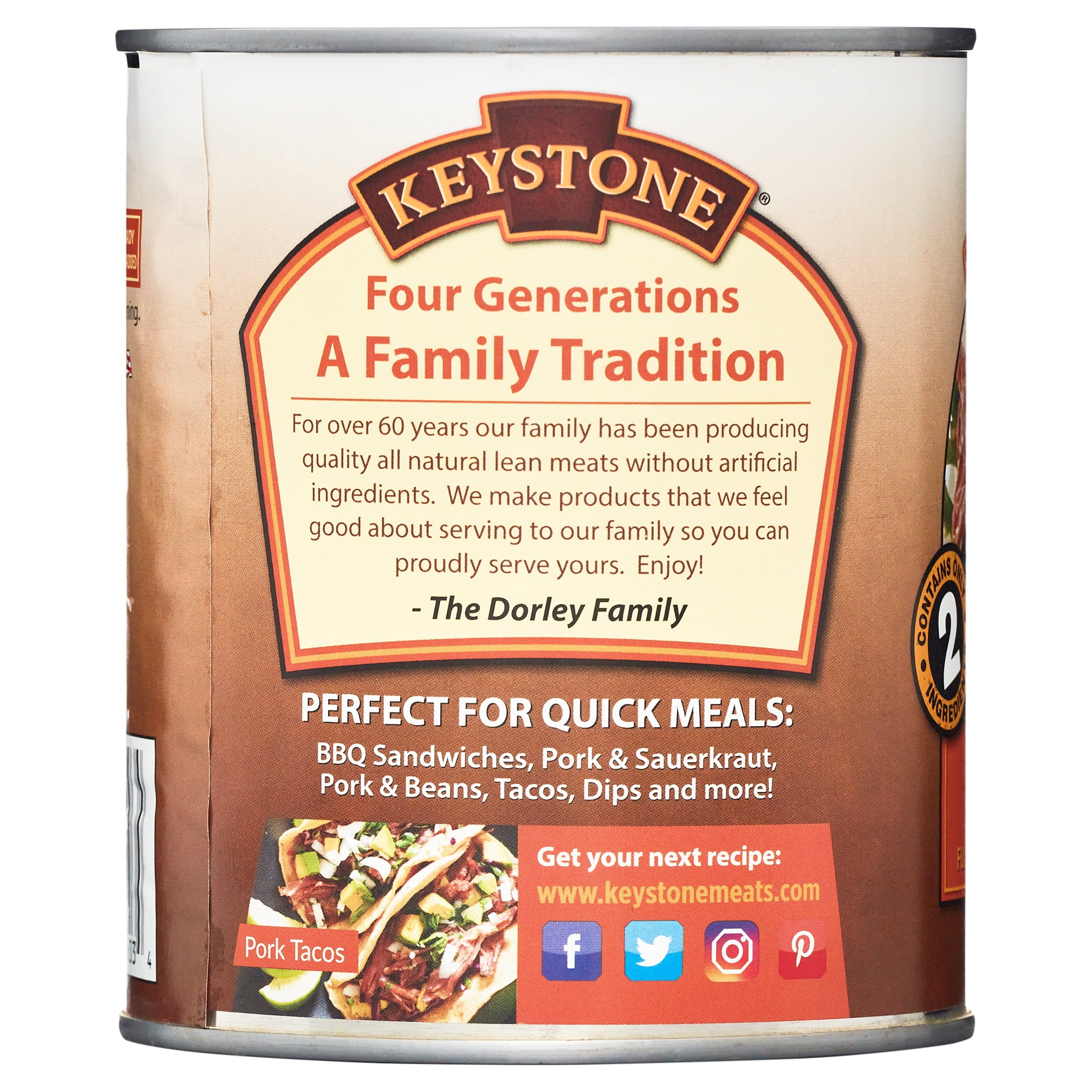 Keystone All Natural Pork, 28 oz Can