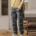 thumbnail image 2 of JUUYY Men's Cargo Pants Slim Fit Elastic Waist Drawstring Cotton Ankle Joggers Work Pants with Multi-Pockets Outdoor Casual Hiking Pants Gray XL, 2 of 5
