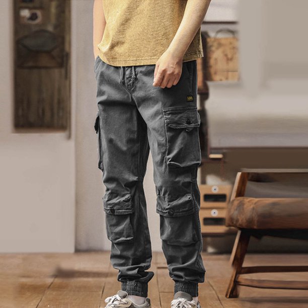 Pantalones largos para hombre, cintura elástica, transpirables, cómodos, suaves, informales, de playa, de poliéster