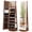 Brown, variant on Costway 360° Swivel Jewelry Cabinet Organizer 3-Color LED Mirror with Built-in Lights White