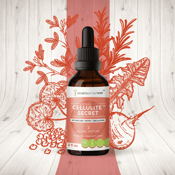 Cellulite Secret Alcohol Extract, Tincture, Gotu Kola, Alfalfa, Rosemary, Dandelion, Beetroot, Fenugreek. Metabolism / Detox / Circulation 2 oz