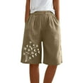 thumbnail image 3 of Womens Board Shorts New Vacation Shorts for Women Boho Loose Fitted Floral Print Half Pant with Pockets Casual Beach Elastic Waist Short Pants Khaki XXL, 3 of 6