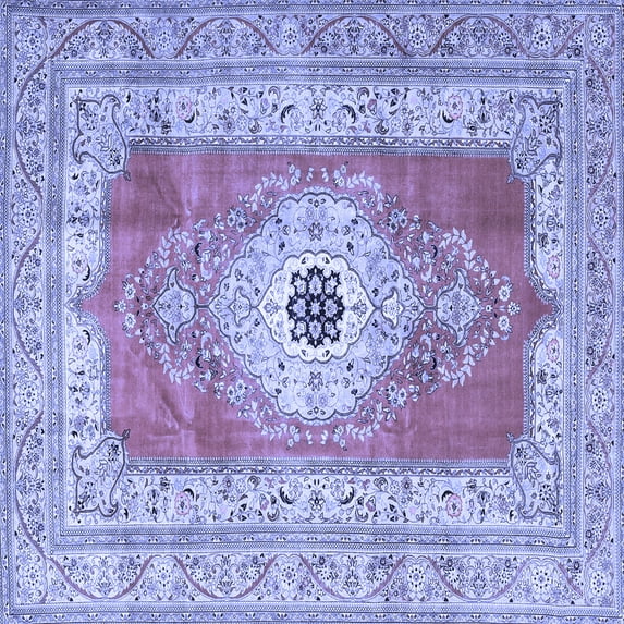 Ahgly Company Machine Washable Indoor Square Persian Blue Traditional Area Rugs, 3' Square