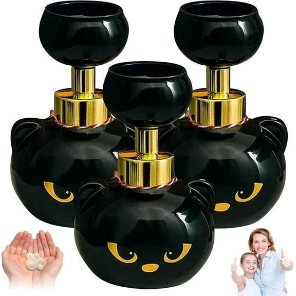 Cat Pawprint Soap, Spooky-Cute Soaps Press That, Pawprint Magic – Halloween Edition Cat Paw Foaming Soap Dispenser, Black Kitten Pawprints Foamg Hand Wash Pump for Bathroom & Kitchen