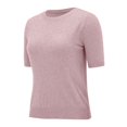 thumbnail image 5 of Vinsonshop Short Sleeve Sweater Womens Summer Tops Womens Sweaters Dressy Casual Loose Fitting Tops for Women Tunic Sweaters for Women Pullover Knit Sweater Crew Neck Sweater for Women Light Pink L, 5 of 6