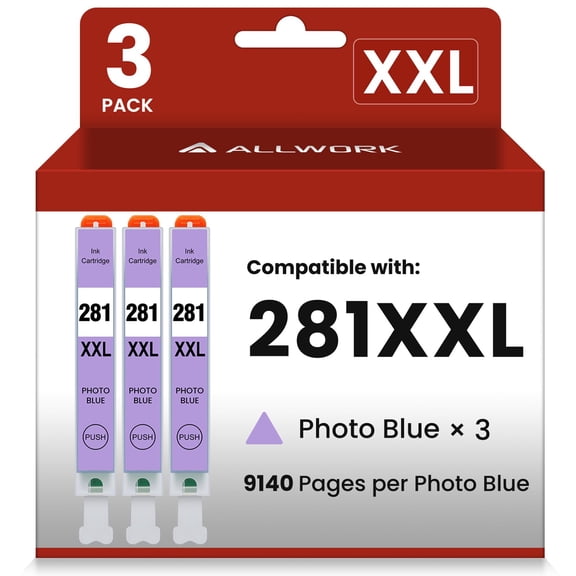 Cartucho de tinta ALLWORK CLI-281XXL, paquete de 3, azul foto