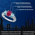 thumbnail image 2 of Gem Stone King 925 Sterling Silver Red Ruby and Blue Zircon Filigree Style 3 Stone Ring for Women (2.90 Cttw, Oval 8X6MM and 6X4MM) (Size 5), 2 of 6