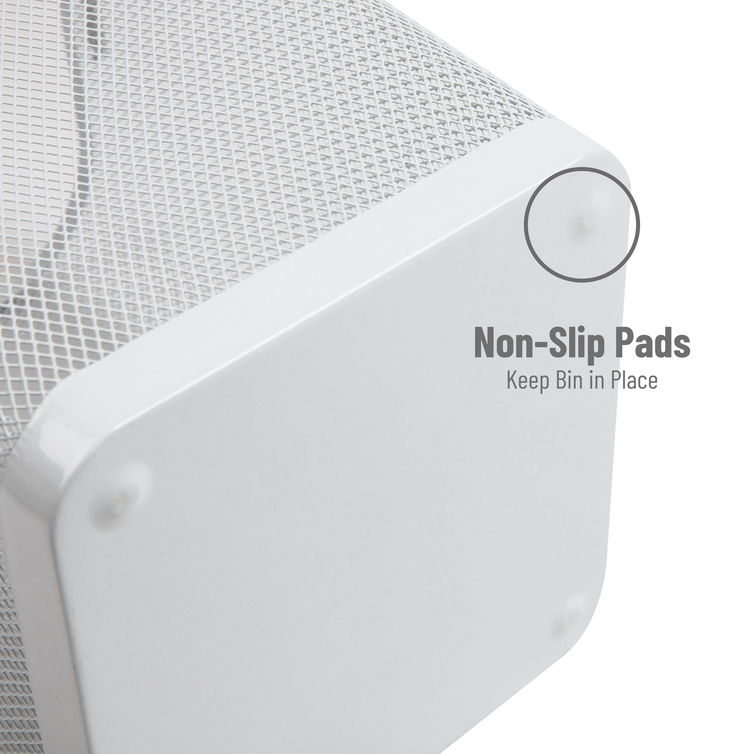 Mind Reader Mesh Trash Can, Waste Paper Basket, Square, Office, Metal, Set of 2, White