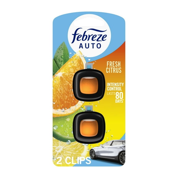 Febreze AUTO Air Freshener, Odor-Fighting Automotive Vent Clip, Fresh Citrus Scent, 2 Count
