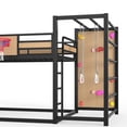 thumbnail image 6 of Bellemave Bunk Bed with Slide & Basketball Hoop, Full over Full Bunk Bed with Pull-up Rings and Climbing Wall, Metal Full Size Loft Bed with Bookcase and Play Space, Yellow, 6 of 9