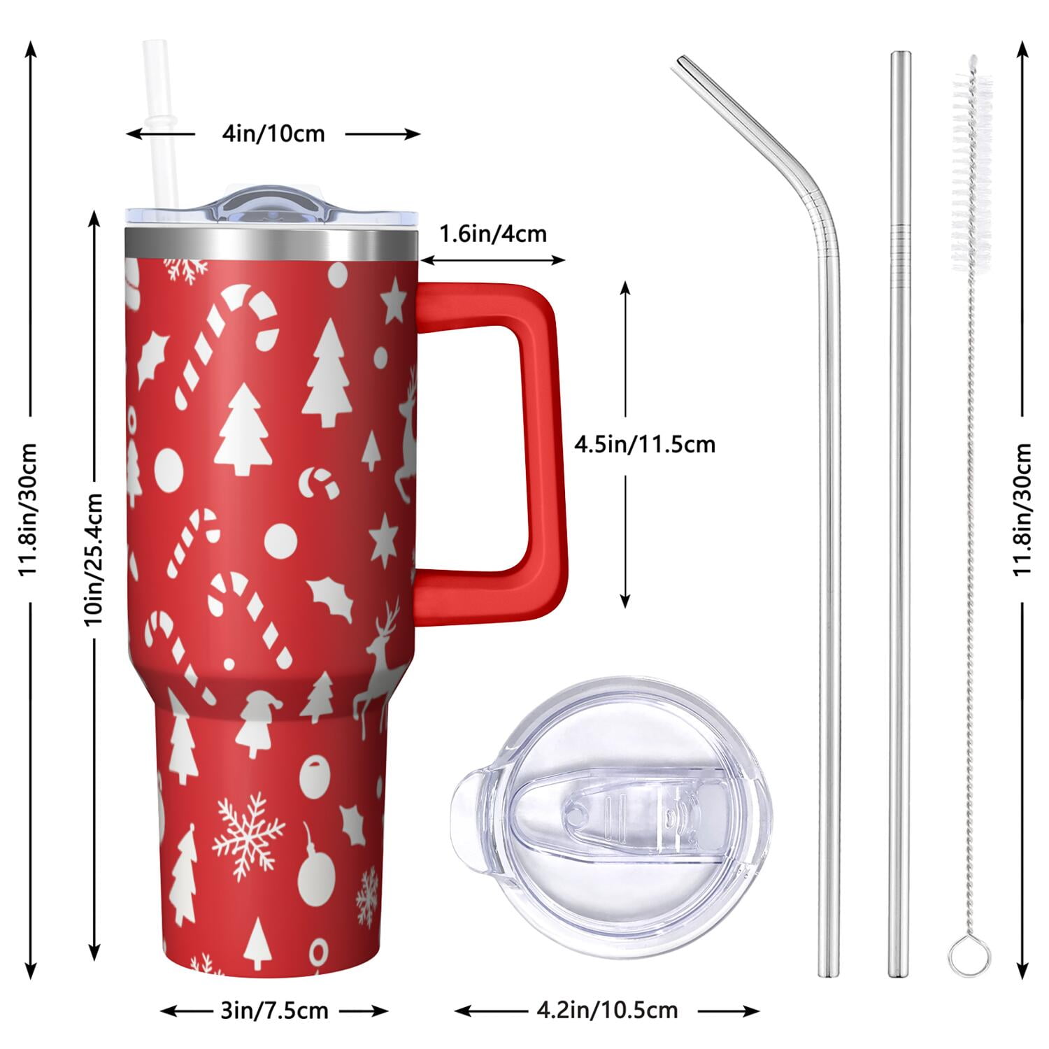 1pc 40 oz Christmas Tumbler with Lid and Straw Stainless steel Insulated tumblers Cute water bottle Travel/Gym coffee tumbler Gifts for Women/men