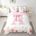 thumbnail image 2 of Erosebridal Initial Monogrammed Bedding Sets Twin Size,Floral Bowknot Comforter Sets with Sheets,Letter Room Decorative,Reversible,Lightweight,7-Piece, 2 of 5