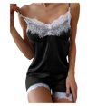 thumbnail image 3 of MSJUHEG Pajama Sets For Women 2 Piece Womens Pajamas Silk Pajamas For Women Solid Color Leisure Polyester 1 Top And 1 Pair Of Pajama Pants Sleepwear Sets Scoop Neck Sleeveless Slim-Leg Black L, 3 of 9