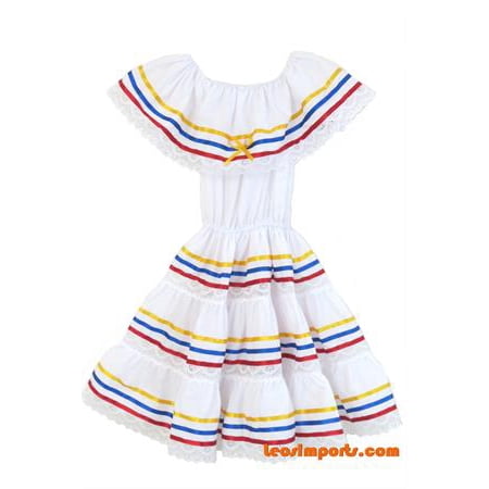 Ethnic Ribbons Dress Yellow, Blue, Red, Colombian Dress, Venezuelan Dress, Ecuadorian Dress