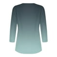 thumbnail image 4 of Fesfesfes Women's Print Color T-Shirt Three-Quarters Sleeve V-Neck Pullover Tops with Buttons Down Hem Fashion for Fall Outdoor Blouses(Green#3,3XL), 4 of 4