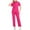 Hot Pink, variant on Womens Medical Scrubs Uniform Set Solid Color Short Sleeve V-Neck Blouses and Loose Drawstring Pants