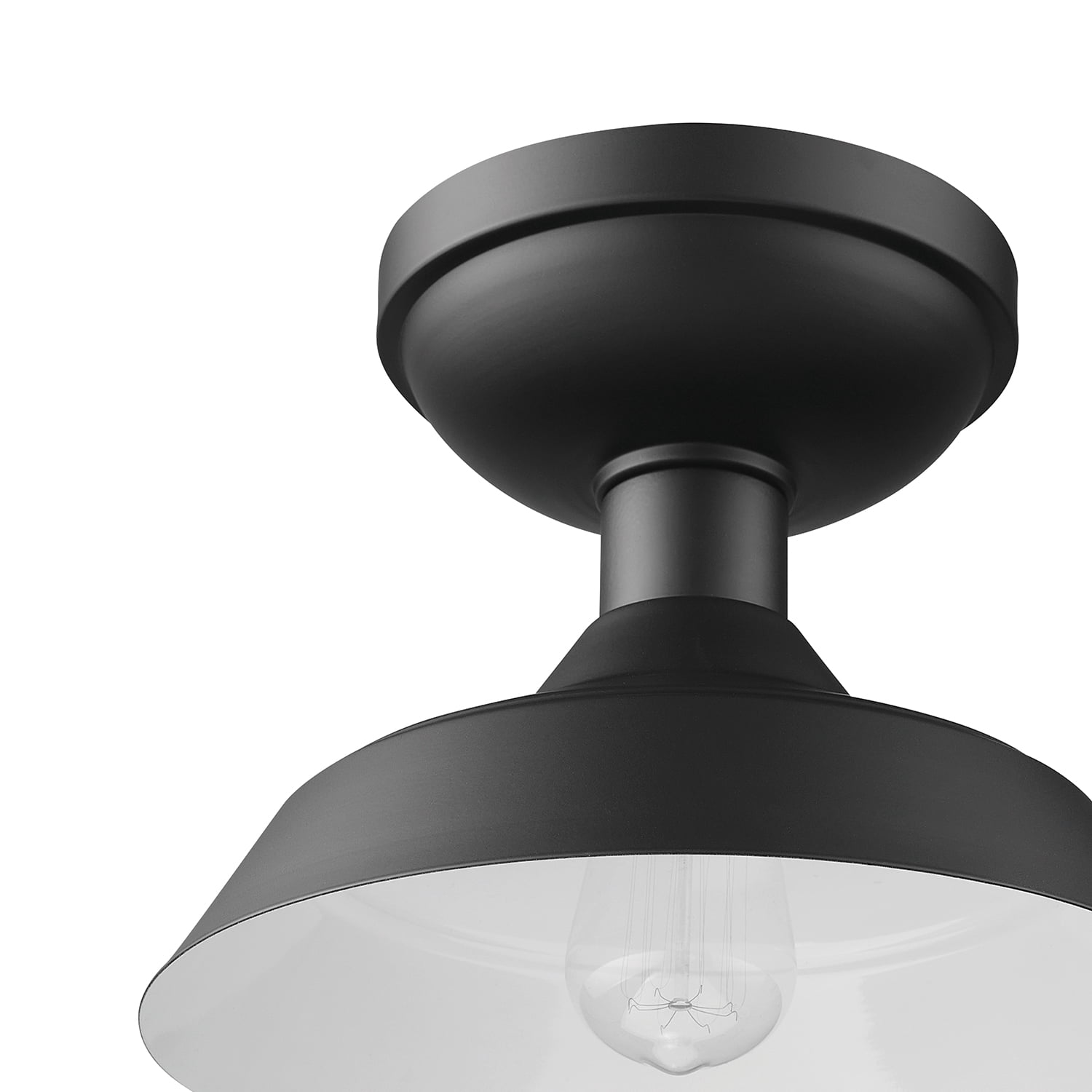 Globe Electric Kurt 1-Light Matte Black Outdoor Indoor Flush Mount Ceiling Light, 44677
