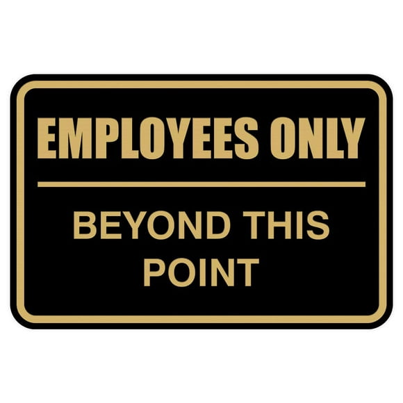 All Quality Classic Framed Employees Only Beyond This Point Wall or Door Sign | Easy to Install Business Signage - Large (Black-Gold) 1 Pack