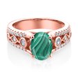 thumbnail image 2 of Gem Stone King 2.56 Ct Oval Green Malachite 18K Rose Gold Plated Silver Ring, 2 of 4