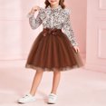 thumbnail image 4 of Fesfesfes Girls Floral Print Ruffle Collar Shirt Dress with Tulle Dress and Bow Waist Long Sleeve Princess Party Outfit for Birthday Ages 3-8 Years, 4 of 8